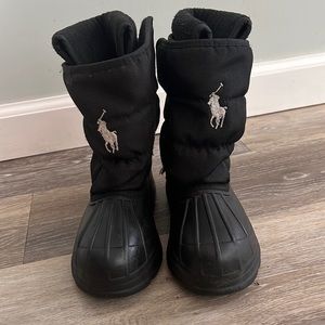 Black Polo rubber snow winter boots shell toe very warm waterproof